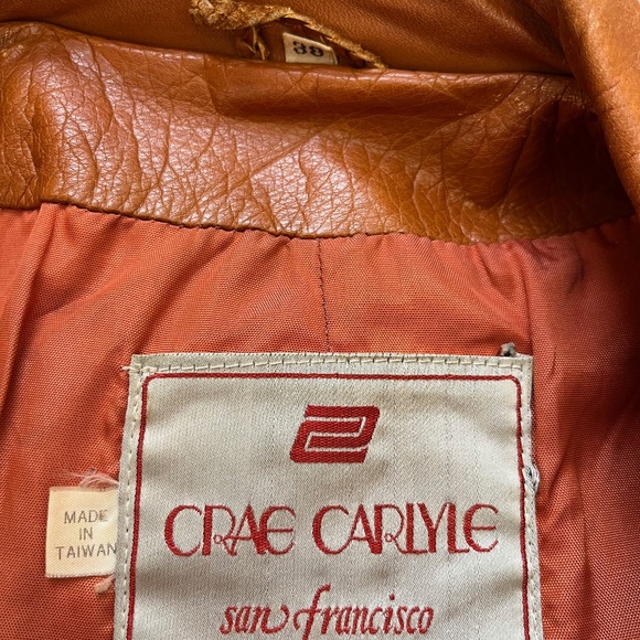 1970's mens size 38 Vintage leather jacket "Crae Carlyle San Francisco" - Picture 2 of 12